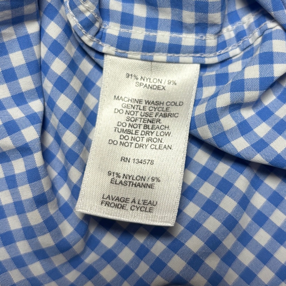 Vineyard Vines Performance Button Down Shirt Boys XL 18 Blue Gingham Check Whale - Picture 8 of 8